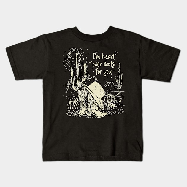 I'm Head Over Boots For You Mountains Desert Cactus Cowboy Boots Kids T-Shirt by Chocolate Candies